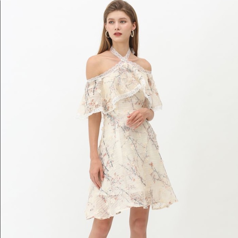 ChicWish Flower Organza Halter Dress XS